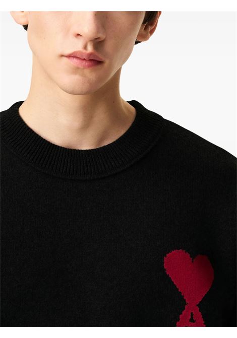 adc crewneck sweater man oblack AMI PARIS | UKS838.018009